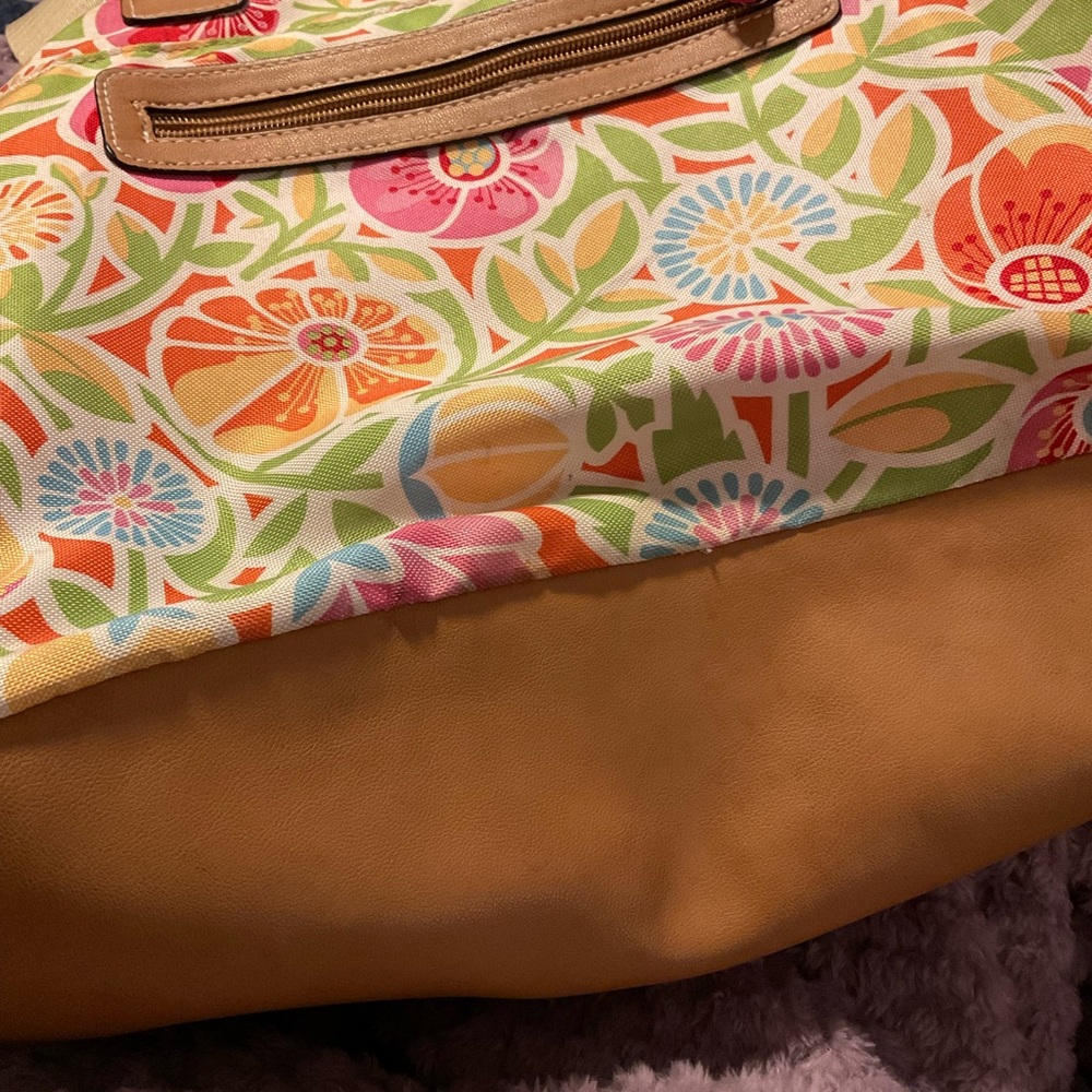 Lily Bloom Floral Shoulder Bag Colorful Canvas Purse Missing Crossbody Strap - Picture 4 of 7